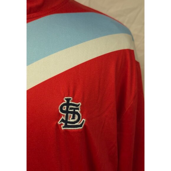 MLB St. Louis Cardinals XL Red 1/4 Zip Logo Pullover Cool Base Shirt Jacket - Picture 11 of 13